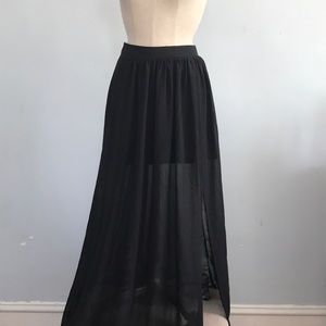 H&M Women’s Sheer black maxi skirt with side split